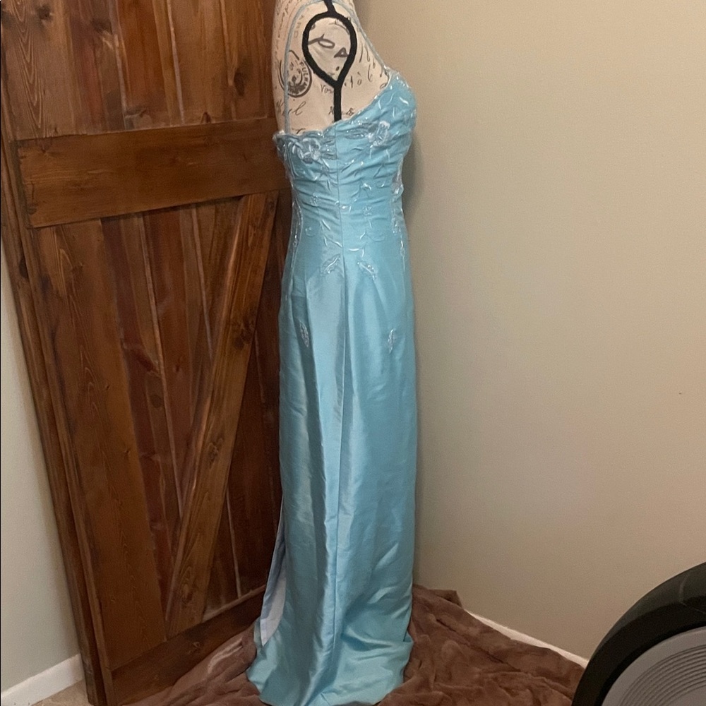 Tiffany Designs Light Blue Strapless Gown - Picture 14 of 16